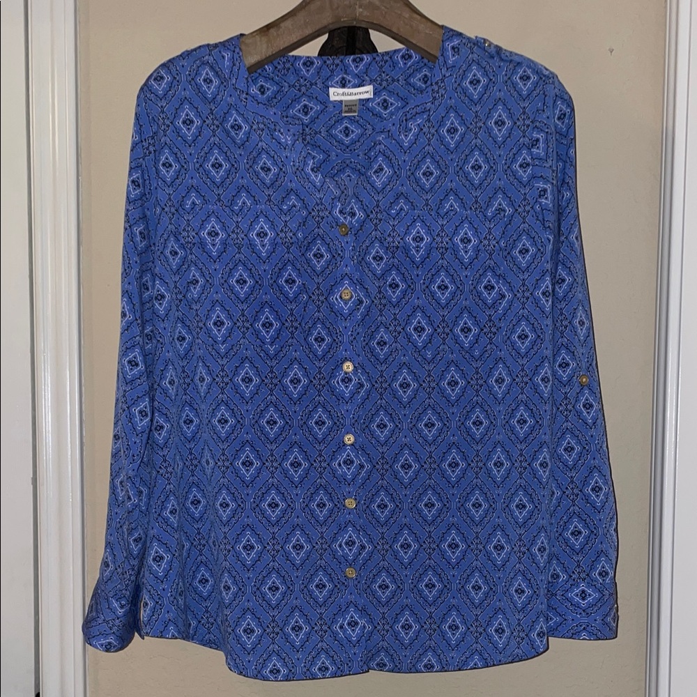 Croft&Barrow Blue Diamond Print Blouse